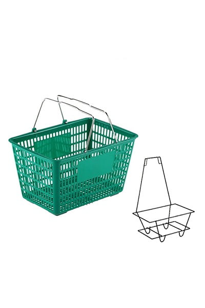 DK-605-BF02 Paniers et chariots de magasinage à main et support à panier | Panier d'épicerie en plastique | Chariot Shopping