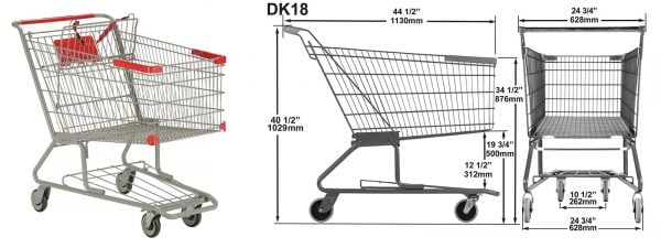 DK-18 Shopping Basket Dimensions | Shopping Cart & Grocery Trolley | Chariot Shopping