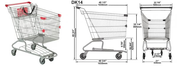 DK-14 Shopping Basket Dimensions | Shopping Cart & Grocery Trolley | Chariot Shopping