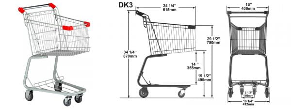 DK-3 Shopping Basket Dimensions | Shopping Cart & Grocery Trolley | Chariot Shopping